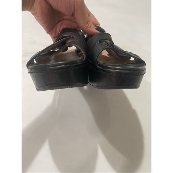 Stuart Weitzman Platform Black Leather Sandals Size 6.5 - Picture 5 of 7